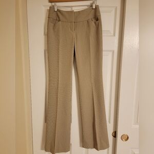 Express Editor Dress Pants Womens Beige Pinstripe, Size 0 Long